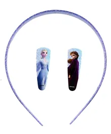 طقم مشبك شعر + طوق رأس بتصميم مستوحى من فيلم Frozen II من ديزني - لون أرجواني