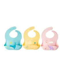 Pixie Waterproof Silicone Bibs Whale, Bunny & Elephant Pack of 3 - Multicolour