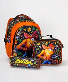 Crash Bandicoot Its About Time Backpack + Lunch Bag + Pencil Case Set - 14 Inches