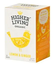 Higher Living Lemon & Ginger Tea Bags - Set of 15