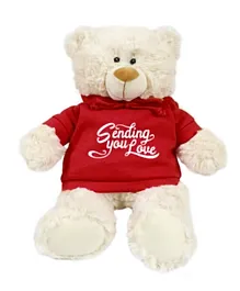 Fay Lawson Teddy Bear with Red Hoodie with Sending You Love Print - 38 cm