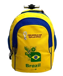 FIFA 2022 Brazil Country School Trolley Backpack Yellow - 18 Inches