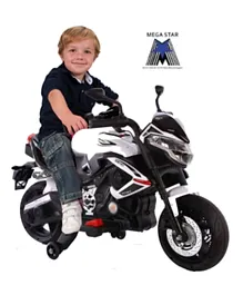 Megastar Remote Control Kawasaki Styled 12V  Ride On Motorcycle - White