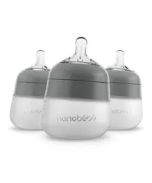 Nanobebe Flexy Silicone Baby Bottle Grey Pack Of 3 - 150mL