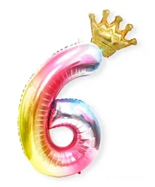 Highland Rainbow Balloons With Gold Crown Number 6