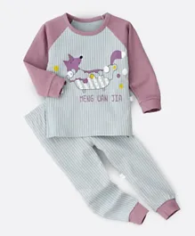 Lamar Baby Fox Printed Nightwear  - Purple