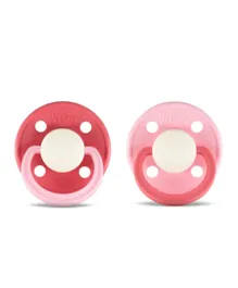 Rebael Fashion Natural Rubber Round 2 Pacifiers - Hot Pearly Flamingo/Rising Pearly Lobster