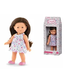 Corolle Mini Corolline Romy Brunette Doll, Soft Bodied, Vanilla Scent, Floral Dress, 20cm for Ages 3+