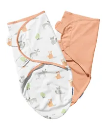 Moon Organic Baby Swaddles Forest Print And Peach - Pack of 2