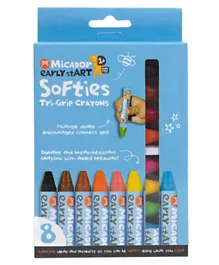 Micador Early Start Softies Tri-Grip Crayons Pack of 8 - Blue