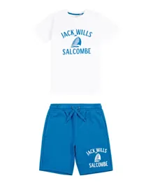 Jack Wills Sails Graphic Tee and Short Set - Blue & White