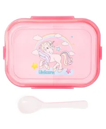 Eazy Kids Unicorn Bento Lunch Box With Spoon Beauty - Pink