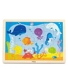 Viga Wooden 24 Pieces Puzzle Ocean - Multicolour