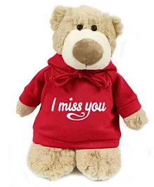Fay Lawson Mascot Bear with I Miss You Print on Red Hoodie - 28 cm