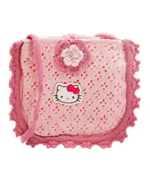 Hello Kitty Flower Details Soft Woven Shoulder Bag - Pink