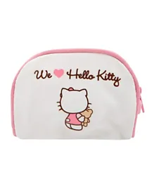 محفظة نقود جينز بسحاب على شكل دي Hello Kitty للأم وطفلها - أبيض