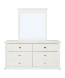 PAN Home Avery Pinewood Dresser With 6 Drawers & Mirror - Painted White
