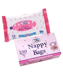 Cool & Cool 250 Nappy Bags + 12 Baby Wipes Free