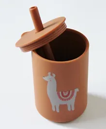 Amini Kids Silicone Cup With Lama - Brown