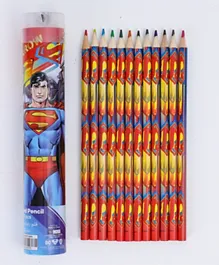 Warner Bros Superman Man of Tomorrow  Tin Tube Coloring Pencils - Pack of 12