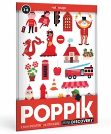Poppik Mini Discovery Sticker Poster The City - Red