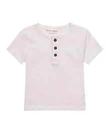 Minoti Solid Henley Fastening Slub T-Shirt - White