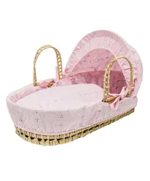 Kinder Valley Baby Doll BA Palm Moses Basket- Pink