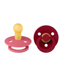 Bibs Colour Latex Pacifiers Size 1 Coral & Ruby - 2 Piece