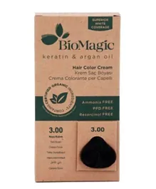 BIOMAGIC Hair Color Cream With Keratin & Argan Oil 3/00 Dark Brown - 60mL