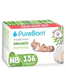 PureBorn  Organic Daisys New Born Value Pack Newborn - 136 Pieces