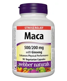WEBBER NATURALS MACA 500/200mg Dietary Supplement - 90 Vegetarian Capsules