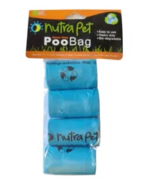 Nutrapet Pet Poo Bags 8 Rolls with Header Card - Blue