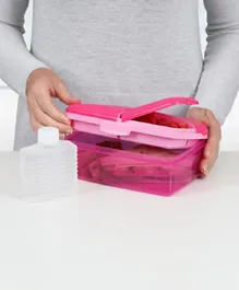 Sistema Slimline Quaddie Lunch Box Pink 1.5L + Water Bottle 275mL