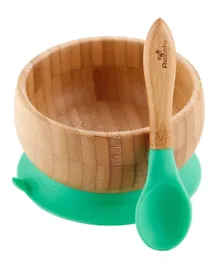 Avanchy Bamboo Suction Bowl & Spoon - Green