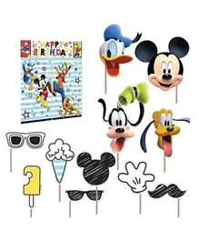 Party Centre Mickey On The Go Scene Setters With Props Pack of 12 - Multicolor