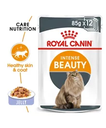 Royal Canin Feline Care Nutrition Intense Beauty Jelly Wet Food Pouches - 12 x 85 Grams