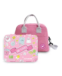 Eazy Kids Bento Box with Insulated Lunch Bag & Cutter Set  Girl Power Pink - 14 Pieces