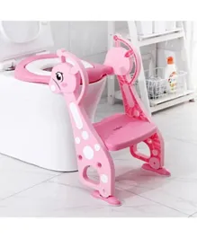 Pikkaboo EasyGo+ Potty Training Seat with Step Ladder -Pink Giraffe