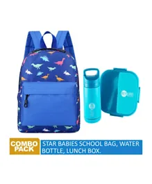 Star Babies Back To School School Backpack + Water Bottle + Lunch Box Combo Set Blue - 10 Inches