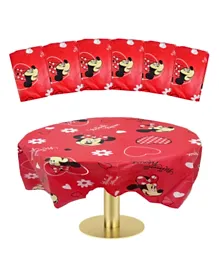 مجموعة مكونة من 6 مفارش طاولة للحفلات للاستعمال مرة واحدة بتصميم شخصية ميني من ديزني - احمر