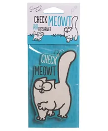 Puckator Car Air Freshener Vanilla Scented Simon's Cat Check Meow - White and Blue