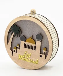 Highland Wooden Round LED Eid Mubarak Light Decorations