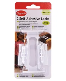 Clippasafe Self-Adhesive Cupboard & Drawer Locks White - Pack of 2