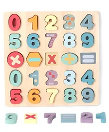 Highland Wooden  Number Learning Math Puzzle Board Montessori Set - 25 Pieces