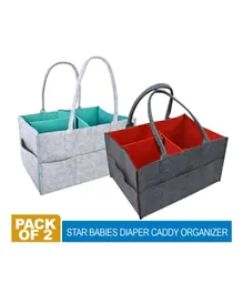 Star Babies Diaper Caddy Organizer Pack of 2 - Grey & Red