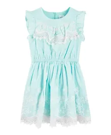 SMYK Lace Detail Embroidered Dress - Blue