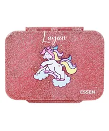 Essen Personalized Tritan Bento Lunch Box – Pink Glitter Unicorn
