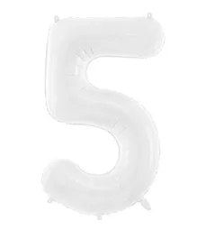 PartyDeco Number 5 Foil Balloon - White