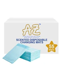 A to Z Blue Scented Disposable Changing Mats - 55 Pieces