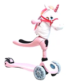 Foaldee 2-in-1 Kick Scooter With Plush Unicorn Head - Pink